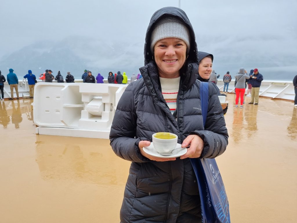 Enjoying Dutch Pea Soup in Glacier Bay