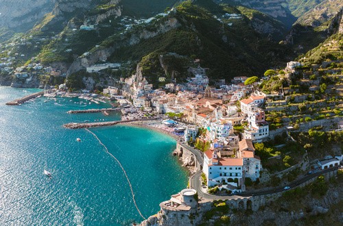 <em>Aerial view of Amalfi Coast</em>
