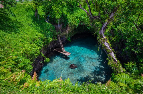 <em>To Sua ocean trench - famous swimming hole, Upolu, Samoa</em>