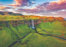 Hills and waterfalls in Reykjavic, Iceland