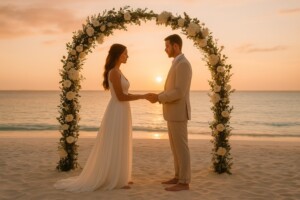 Barefoot vow renewal in Maldives