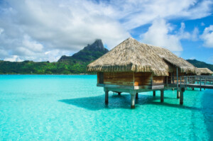 Tropical island of Bora Bora, near Tahiti, in French Polynesia.